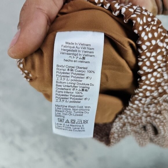 J. Crew Skirt Womens Size XXS Brown Polka Dot Side Slit Elastic Waist Lined NWT - Picture 7 of 7